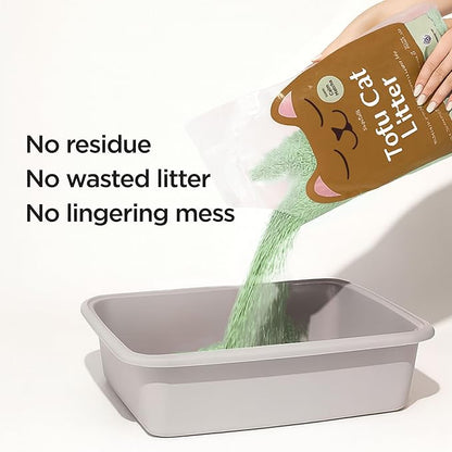 Natural Tofu Cat Litter, Fast Clumping and Scoops Easy, Dust-Free, Low Tracking, Quick Drying & Odor Control, Eco-Friendly Plant-Based Cat Litter 5.5lb/88oz – Calm Matcha (1 Pack)