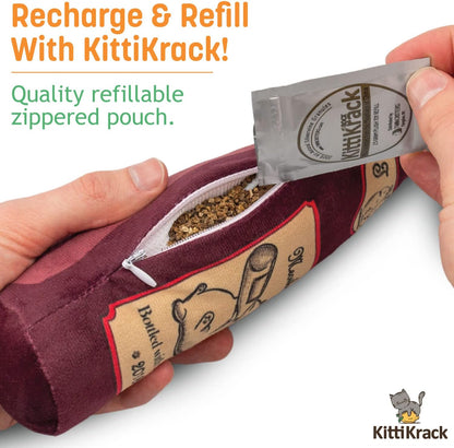 KittiLush 2-Pack Organic Silvervine Catnip Substitute Toys for Cats & Kittens | 100% All-Natural Wild Harvested Silvervine | 2 Refillable Wine Bottle Kicker Cat Toys