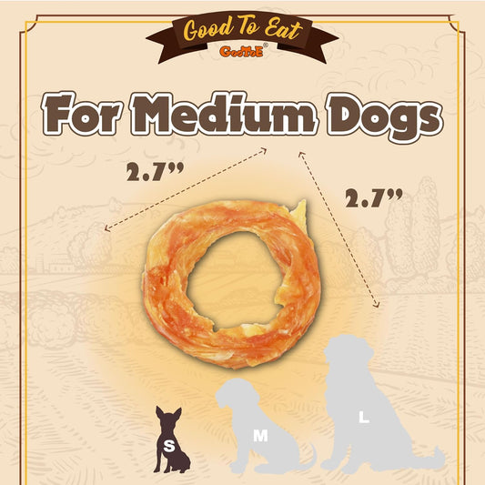 Gootoe Turkey Tendons for Dogs – All-Natural, Hypoallergenic Dog Treats, Rawhide Alternative, Long Lasting Puppy Chews, Healthy Dog Treats for Small Breeds, Ring, 16 oz Pack (1 lb)