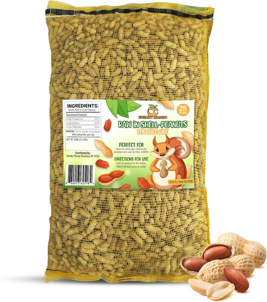 Premium Quality- 25 Pound Raw Peanuts in Shell – All-Natural Food for Squirrels, Deer, Birds, and Other Wildlife Animals – Bulk Wholesale Bag – Grown in The USA for Healthy Nutrition