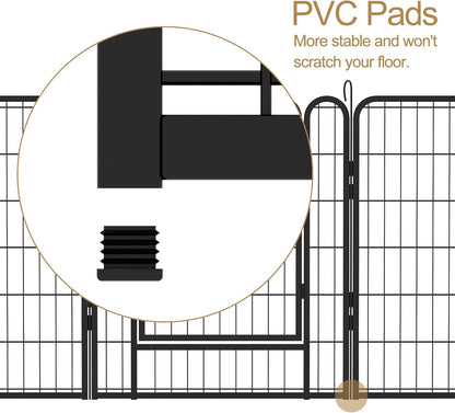 Dog Playpen, Outdoor Dog Fence, 16 Panels, 40" H Dog Pen for Large/Medium/Small Dogs, Heavy Duty Metal Pet Fence with Gate, Portable Dog Fence for RV Camping and Yard (Black)