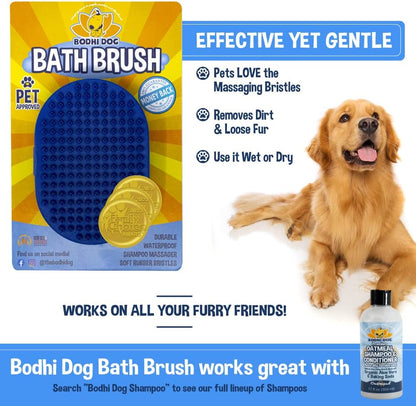 Bodhi Dog Shampoo Brush & Oatmeal Shampoo and Conditioner Bundle - Grooming Essentials for Pets, Short Hair Scrubber, Soothes and Moisturizes Dry, Itchy Skin - Hydrates & Nourishes