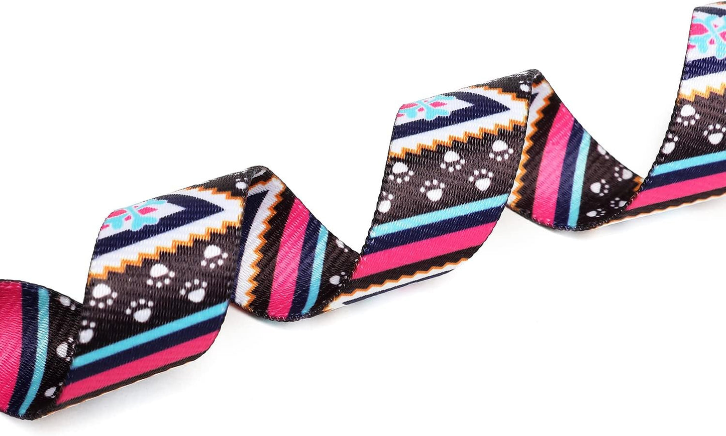 Mercano Adjustable Dog Collar - Special Design Patterns, Soft Nylon Comfortable Durable Pet Collar for Small Medium Large Dogs (M, Ethnic Pink)