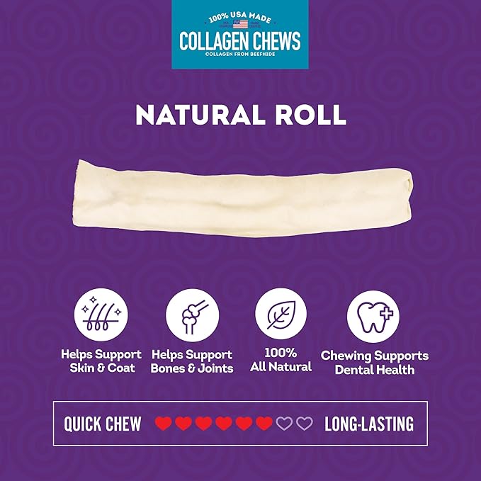 USA Collagen Rolls 9-10" Dog Chew Treats - Natural Flavor, 4 Count/1 Pack