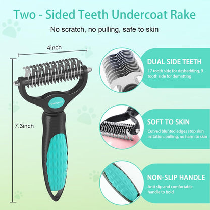 Dog Brush Kit for Grooming Short & Long Haired Dogs & Cats, 5 in 1 Pet Grooming Set for Small Animals, 5 PCS Puppy Self-Cleaning Slicker Brush and Pet Comb for Shedding Medium & Large Dogs