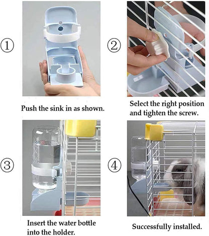 kathson 2PCS Rabbit Water Bottle, 17oz Hanging Water Fountain Automatic Dispenser No Leak WaterFeeder for Bunny Chinchilla Guinea Pig Hedgehog Ferret