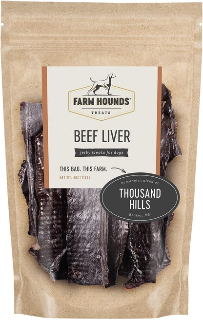 Farm Hounds - Beef Liver - Premium Natural Beef Liver Jerky For Dogs - Made From 100% Humanely Raised Cattle - Organ Treats - Great For Training & Treats - No Added Fillers - Made in USA - 4oz -1 Pack