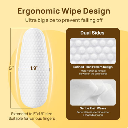 HICC PET Dog Ear Finger Wipes, Ear Cleaner Wipes for Dogs & Cats, Dog Ear Infection Treatment to Relief Itching & Inflammation, Remove Wax, Dirt & Stop Smelly, Non-Irritating, 50ct(Coconut Scent)