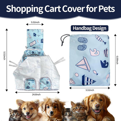 Shopping Cart Cover for Pets Dogs-Waterproof and Cooling Material,Portable and Easy-on Stretch Design with Carry Bag - Pawvie