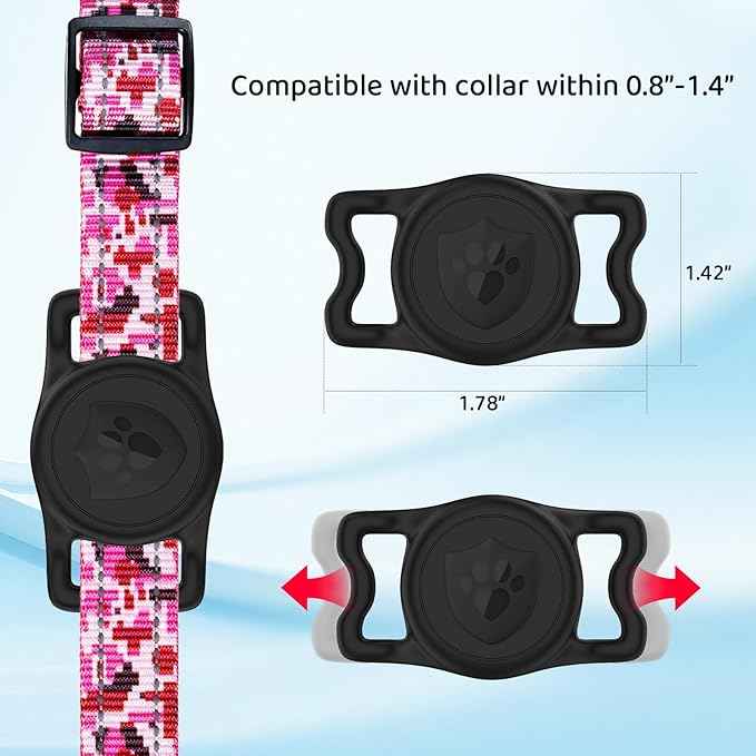 for Airtag Dog Collar Holder – IP68 Waterproof Dog Air Tag Holder for Dog Collar, Anti-Lost & Durable Silicone Case, Compatible with Apple AirTags (Black)