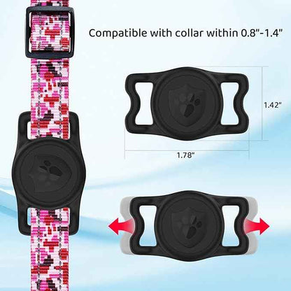 for Airtag Dog Collar Holder – IP68 Waterproof Dog Air Tag Holder for Dog Collar, Anti-Lost & Durable Silicone Case, Compatible with Apple AirTags (Black)