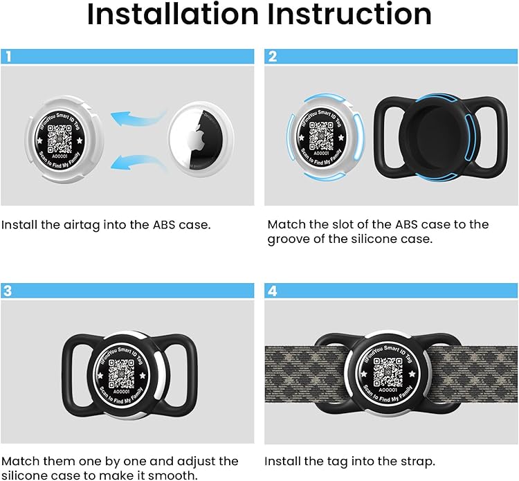 Waterproof AirTag Dog Collar Holder for Apple AirTag QR Code