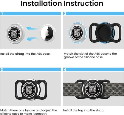 Waterproof AirTag Dog Collar Holder for Apple AirTag QR Code