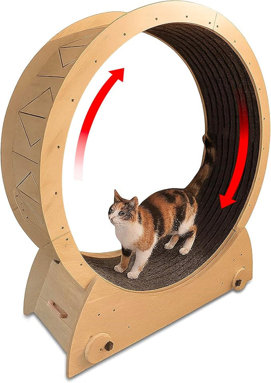 Portable Cat Running Wheel for Indoor Cats 44" Large XL 12" Wide, Cat Treadmill, Wheel with Carpeted Runway for Kitty’s Longer Life, Moveable Safe & Stable Design.