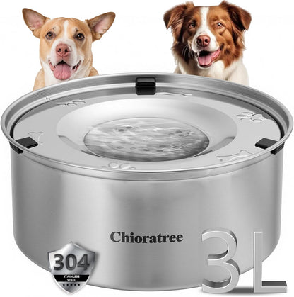 Dog Water Bowl No Spill,3L/101oz Large Spill Proof Water Bowl for Dogs, Stainless Steel Slobber Stopper Slow Drinking Dog Bowl Anti Splash Pet Water Dispenser for Messy Drinkers