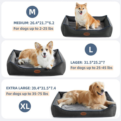 Orthopedic Dog Beds for Medium Dogs, Durable Egg Crate Foam Sofa Dog Bed wit Washable Removable Cover,Waterproof Lining,Pet Bed for Large Dogs (Dark Grey, 26.4" L x 21.7" W x 6.2" Th)