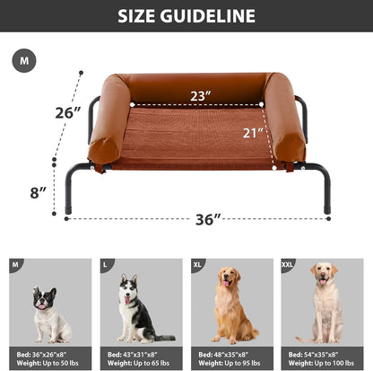RRPETHOME Large Elevated Cooling Dog Bed, Raised Dog Cot Beds for Large Dogs, Elevated Outdoor Pet Cot, Chew Proof Portable Cooling Pet Cot with Skid-Resistant Feet and Breathable Mesh
