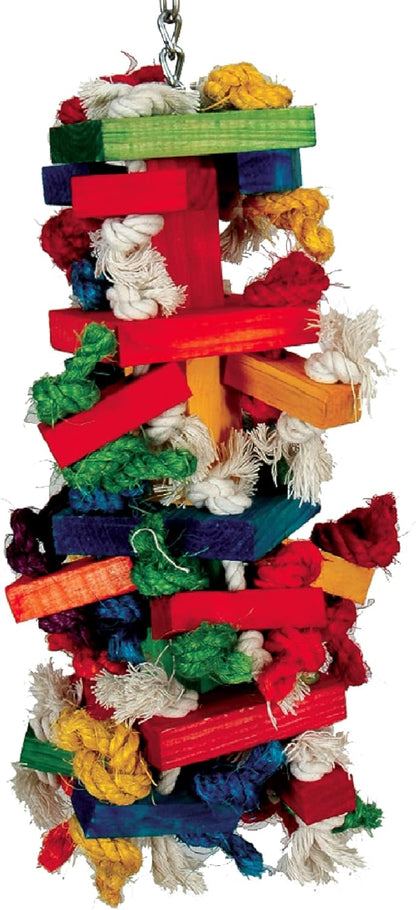 Paradise Knots &Blocks Chewing Toy, Colorful & Entertaining, Keeps Birdy Happy, Large, 16” x 6” x 6” inches
