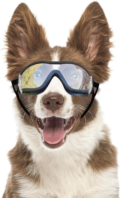Dog Goggles Anti-UV Windproof Dog Sunglasses Eye Protection for Medium Large Dogs with Adjustable Straps/Clear Lense
