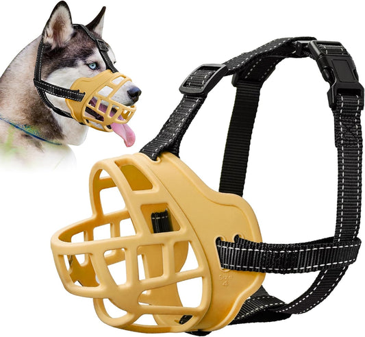 Dog Muzzle for Large Dogs, Breathable Basket Muzzles for Small, Medium and X-Large Aggressive Dog, Allows Panting Drinking, Suitable for Grooming Trimming Training (2, Luminous Orange)