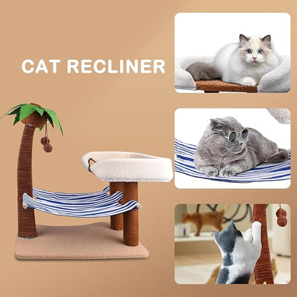 Cat Tree with Cat Bed Tower, 29.5 Inches Tall Cat Scratcher with Hammock for Indoor Cats, Sisal Rope Cat Scratch Post Tall with Hanging Ball for Small Cat Kitten