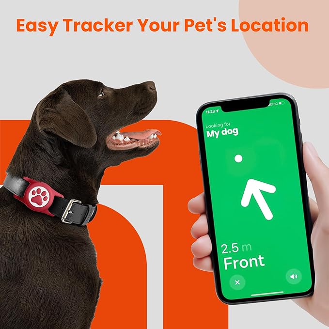 Waterproof Airtag Dog Collar Holder for Apple Air Tag, Silicone Dog Airtag Holder for Dogs & Cat Collars(Orange)
