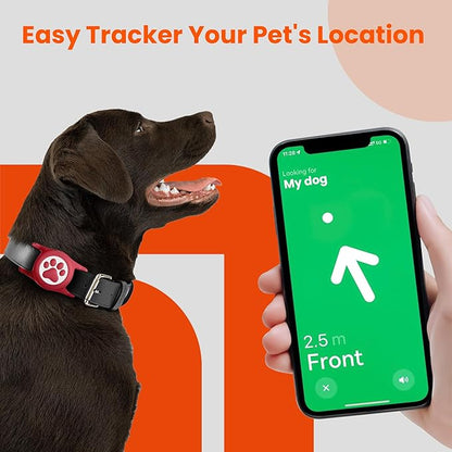 Waterproof Airtag Dog Collar Holder for Apple Air Tag, Silicone Dog Airtag Holder for Dogs & Cat Collars(Orange)
