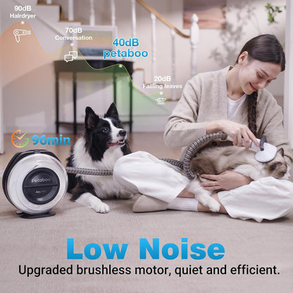 petaboo Cordless Dog Grooming Vacuum, Pet Grooming Kit with Clippers Nail Grinder 5 Pet Grooming Tools,2.2L Dust Cup,Low Noise,Dog Vacuum for Shedding Grooming for Home Outdoor Car