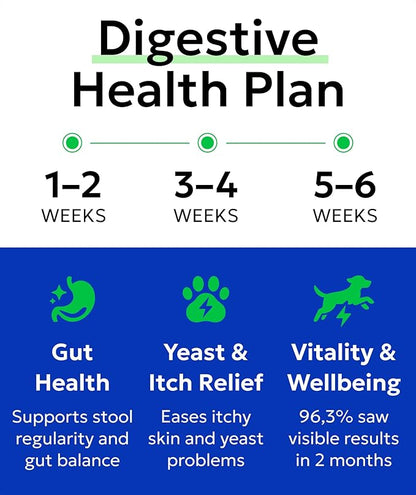 BARK&SPARK Dog Probiotics for Digestive Health w/Enzymes & Fiber - Diarrhea Gas Treatment Upset Stomach Relief - Allergy & Itchy Skin - Pet Probiotics for Dogs - (120Ct, Bacon)