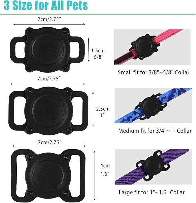 Compatible with Airtag Holder–IP68 Waterproof Silicone Anti-Lost Airtag Case for Pet Collars, High-Strength Elastic Silicone for Airtag Holder Fits Pet Collar, Small for 3/8"~5/8" Collar