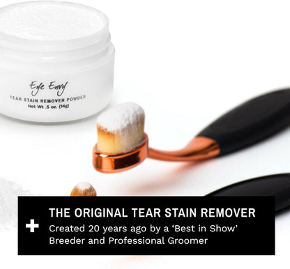Eye Envy Tear Stain Remover Powder for Dogs and Cats. 100% Natural, Safe. Apply Around Eyes. Absorbs and Repels Tears. Keeps Area Dry. Treats The Cause of Staining. Made in The USA. (.5 oz)