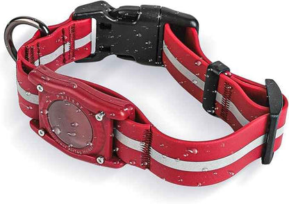 PetIsay AirTag Dog Collar with Built-in Holder – IP68 Waterproof Biothane Dog Collar, Reflective, Odor-Proof, Adjustable Heavy-Duty Tracking Collar for Dogs, Secure AirTag Holder(Red, M)