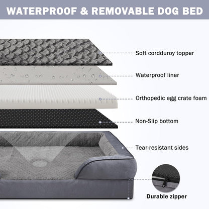 INVENHO Orthopedic Dog Bed Medium Size Dog, Waterproof Egg-Crate Foam Couch with Washable Removable Cover, Waterproof Lining and Nonskid Bottom