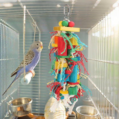 Rypet Wood Bird Chewing Toys for Cage Wall, Wooden Bird Cage Toy for Helping to Trim Beak, Birds Toys Parrot Toy for African Grey Parrots Cockatoos Amazon Parrot and Other Small to Medium Parrots