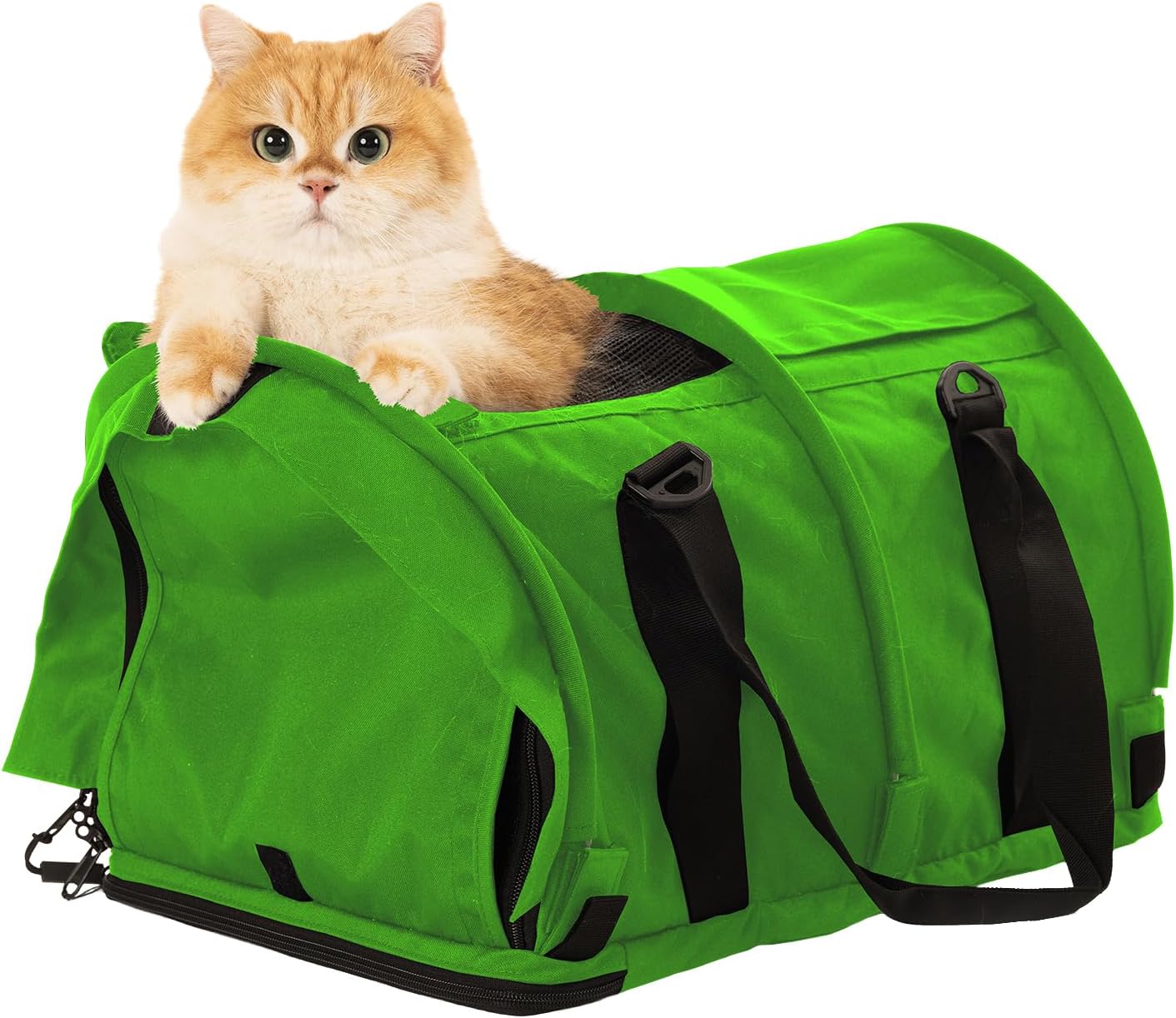 SturdiBag Pro 2.0 Pet Travel Carrier for Cats and Dogs | Soft Sided Pet Carrier Bag with Safety Clips and Seatbelt Straps for Car Travel | XL, Lime - Pawvie