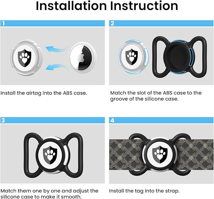 Waterproof AirTag Dog Collar Holder for Apple AirTag QR Code