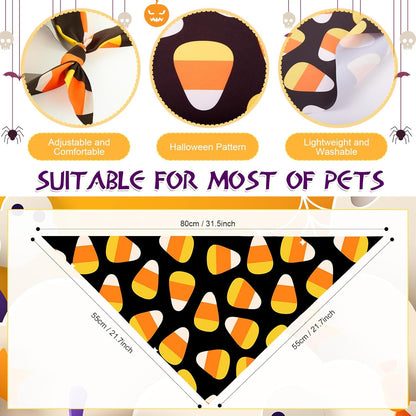 Abbylike 100 Pcs Halloween Dog Bandanas Bulk Pumpkin Bandanas for Dogs Triangle Kerchief Bibs Scarf Set for Pet Halloween Costume Photo Props Accessories Pet Shops, 25 Styles (31.5 x 21.7 x 21.7)