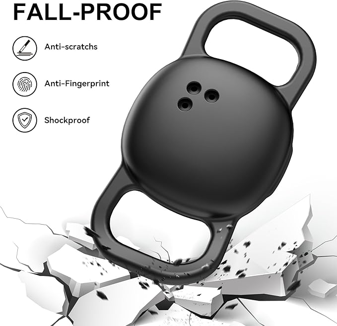 DDJ 2-Pack Cat Collar Case for Life360 Tile Sticker (Small Tracker)–NOT Compatible with Tile Mate/Pro–Silicone Protective Holder for Dog/Pet Collar, Ultra Durable, Easy Installation, Lightweight,Black