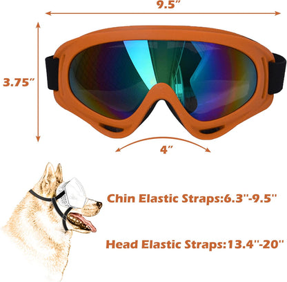 Large Dog Sunglasses With Adjustable Strap UV Protection, Windproof Puppy Eyewear, Suitable for Medium-Large Pets, Eyes Protection, Soft Goggles (Orange Frame)