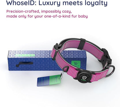 WhoseID Premium Dog Collar for Large Dogs - IPX8 Waterproof AirTag Dog Collar | Magnetic Buckle Heavy Duty Collar | 450LB Escape-Proof | Reflective Dog Collar with AirTag Holder