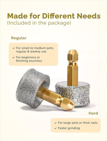 Dog Nail Grinder Replacement Heads 4Pcs- 2*Hard 40# & 2*Regular 80# for Small Medium & Large Dogs Safe Painless and Professional Pet Nail Grinder Tip Drill Bits