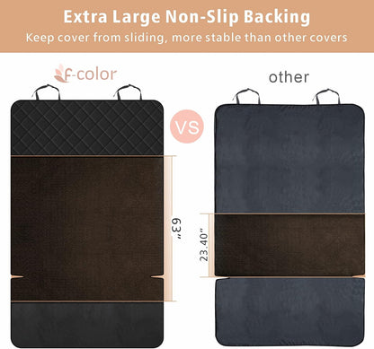 F-color SUV Cargo Liner for Dogs, Upgraded Extra Large Water Resistant Pet Cargo Cover Dog Seat Cover Mat for SUVs with Bumper Flap Protector, Non-Slip, Wear-Proof, Universal Fit, Black - Pawvie