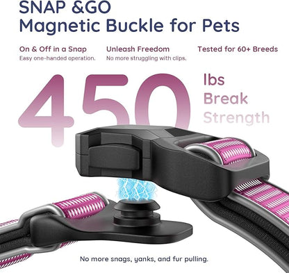 WhoseID Premium Dog Collar for Large Dogs - IPX8 Waterproof AirTag Dog Collar | Magnetic Buckle Heavy Duty Collar | 450LB Escape-Proof | Reflective Dog Collar with AirTag Holder
