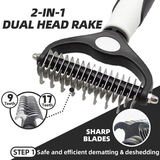 Dog Brush for Shedding, 7 PCS Dog Grooming Brush Kit, Undercoat Rake, Slicker Brush, Deshedding Comb, Bath Brush, Nail Clipper for Long & Short Haired Dogs & Cats, Black