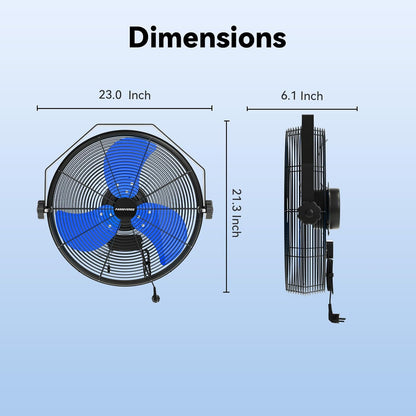 18 Inch Wall Fan Pro Series - 4900 CFM 3 Speed High Velocity Industrial Wall Mount Fans for Commercial, Residential, Warehouse, Covered Patio, Shop, Garage, Barn, Gazebo UL Safety Listed