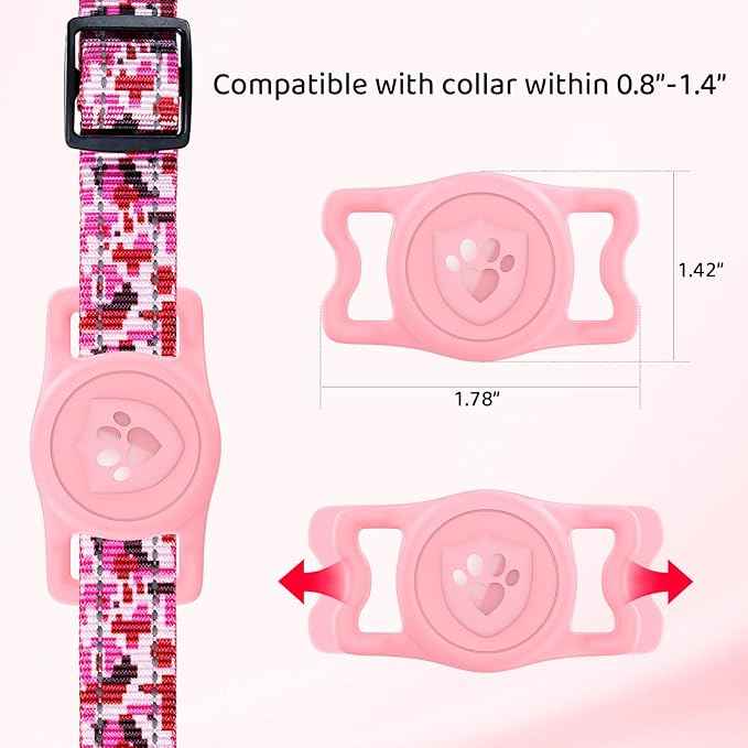 for Airtag Dog Collar Holder – (2 Pack) IP68 Waterproof Dog Air Tag Holder for Dog Collar, Anti-Lost & Durable Silicone Case, Compatible with Apple AirTags (Pink & Blue)