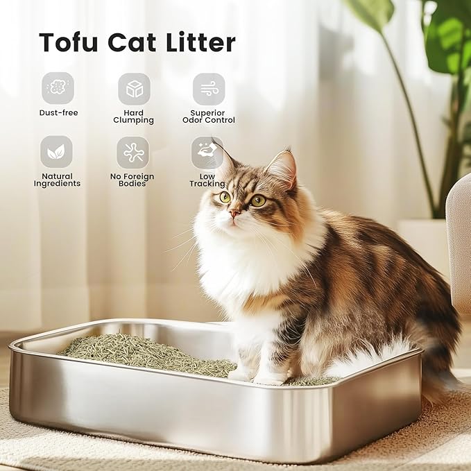 Gardner Pet Natural Tofu Cat Litter, Cat Litter with Green Tea Extract – Dust-Free, Fast Clumping, Flushable, and Odor Control for Multi-Cat Homes/6lbs x 6 Pack