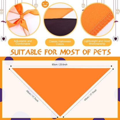 48 Pcs Halloween Blank Dog Bandanas Bulk Sublimation Plain Bandanas for Dogs Heat Transfer Personalized DIY Triangle Bibs Scarf Set for Pets Halloween Costume Photo Props Accessories Pet Shops