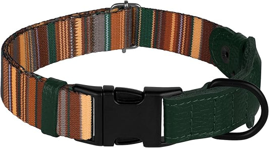 AirTag Dog Collar with Metal Buckle - Printed Nylon Soft Leather Dog Collar with Apple AirTag Holder - Secure Tracking GPS Pet Collars for Girl Boy Small Large Dogs (XL, 20"-25" Neck Fit, Striped)