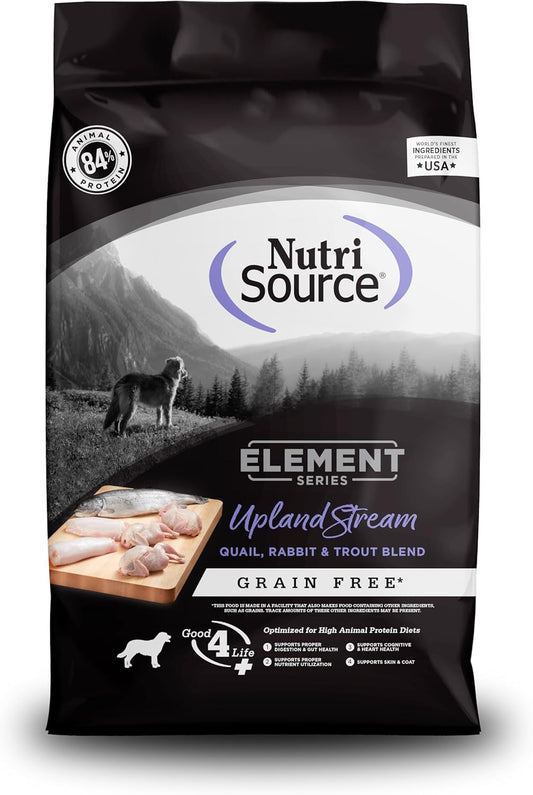 NutriSource Element Series Upland Stream Dry Dog Food, Quail, Rabbit & Trout, 24LB